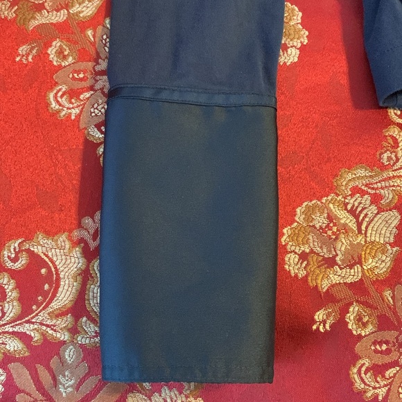 J. Crew Cotton Small Navy Tuxedo Shirt Round Neck Long Sleeves Cuffs. Poly. Trim - Picture 7 of 9